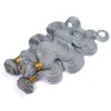 Brazylijskie dziewicze srebrne szare ludzkie włosy splaty z pełnym koronkowym czołowym 4PCS FALE Body Wave Pure Grey Kolor 13x4 Lace Frontal Closure7905264