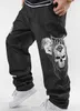 Hiphop Street Dance Jeans Tij Mannen Borduurwerk Skull Street Motorfiets Jeans Hip Hop Skateboard Heren jeans Absoluut Disco Dance Pants