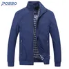 Autumn Blue Bomber Jacket Men Jaqueta de inverno fina para homens de outono à prova d'água casual casual de tamanho comprido casaco de inverno de manga comprida