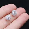 Hotsale OL Women Earrings 18K White Gold Plated Sparky CZ Rotated Earrings for Girls Women Hot Gift With 925 Silver Needles