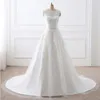 Nouvelle robe Simple et élégante, col rond, avec Appliques, ligne A, en Tulle, longue, robes de mariée pour femmes, robe de mariée HY4238