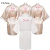 Cfung sexig champagne robe brud kimono satin robe kvinnor badrock bröllops syster mor till bruden brudgummen brudtärna kläder