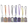 Bling Rhinestone Crystal Neck Lanyard Strap Custom Lanyard With Vertical PU ID Card Badge Holder for iphone X XS 8 7 6 plus for samsung S9