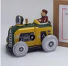 Mini Tractor de hojalata + Remolque 5 cm de altura Wind Up Home Office Decor Tin Farm Machines envío gratis rápido