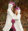 Kinder Einhorn Hut mit Kapuze Quaste Decke Schal Strickmütze Cosplay Fotografie Strickdecke Hut Umhang LJJK1052