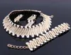 2020 Nuovo stile Wedding Dubai Africa Nigeria Africano Set di gioielli Black White Necklace Orecchini Bracciale Bracciale Set di gioielli da sposa1462803