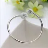 925 Sterling Silver Open Women Cuff Bangle Justerbar storlek Shambhala Crystal Ball Armband Mode Charms Smycken