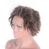 Kambodżańskie koronkowe przednie ludzkie peruki włosy 12 cali 4# Kinky Curly Short Fair Peruka dla czarnych kobiet