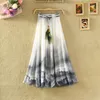 Simplee Tassel floral print long skirt women Button tie up beach maxi skirt 2018 Casual streetwear boho summer skirt female
