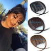 Clip in Bangs 100% Human Hair Extensions Fringe with Natural Flat neat with Temples for women One Piece Hairpiece