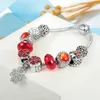 Moda jóias europeu diy charme pulseira grandes contas de cristal flor pingente sier banhado cobre pulseiras para mulher