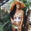 Europejska moda damska plaża seksowna spaghetti pasek haftowy kwiaty koronki puste bandaż sznur