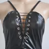 2018 zomerjurk vrouwen sexy feest zwart PU late latex jurken rits lace-up uitgehold bodycon straps punk vestidos ey11