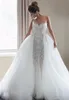 Elegante sweetheart zeemeermin trouwjurken met afneembare rok appliques kralen bruids bruidsjurken vestido de casamento robe de Mariee