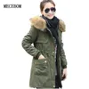 MECEBOM Mode Automne Chaud Hiver Vestes Femmes Col De Fourrure Longue Parka Plus La Taille revers Casual Coton Femmes Outwear Park 1223c S18101103