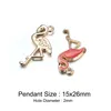 100 sztuk 15x26mm Stop Red Różowy Kolor Emalia Elegancja Akcesoria Zwierząt Ustalenia Swan Wisiorek Flamingo Charms Dla Biżuterii DIY Making