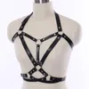 HARNAIS DE CORPS EN CUIR DE FEMMES Sexy Bondage Lingerie punk Goth Tops Cage Bra Harnais en cuir Ceinture Full Dance festival Rave Wear