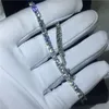 Мода круглый вырезать теннисный браслет 5А кубического циркония белого золота заполнены обручальные браслеты для женщин свадебные аксессуары