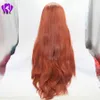 Длинные Yaki прямо Synthetic фронта шнурка Glueless Auburn Высокая температура жаропрочных волокна волос Женщины парики