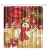 クリスマスの装飾シャワーカーテンサンタクローススノーマンエルク防水3 dプリントバスルームシャワーカーテン12個のフックの家の装飾