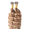 Cabelo encaracolado brasileiro profundo Pre Bonded Eu / Prego Ponta Da Extensão Do Cabelo Queratina disponível 100 s / saco Extensão Do Cabelo Da Queratina Cápsula100G 10 "24"