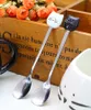 Cartoon White Black Ceramic Cat Stirring Spoon Stainless Steel Tea Coffee Ice Cream Spoons Tableware W9274
