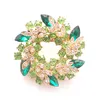 Broches de cristal para las mujeres Rhinestone Flower Wreath Pins Luxury Body Party Bouquet Broche de alta calidad Regalo de Navidad