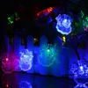 Feriado 30 LEDs Papai Noel Forma Solar Luzes Cordas impermeável para árvore de Natal Pátio Jardins Decoração do partido
