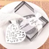 Серебряный металлический полый сердечный закладки для свадебных преимуществ и детского душа подарок подарочной коробке упаковки