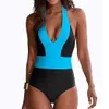 2016Sexy tall women one piece swimsuit Solid Back/Blue patchwork One piece Swimsuits Monokini maillot de bain bathing suit H1657