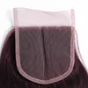 #99J farbige Echthaar-Bündel mit Verschluss, seidig glatt, #99J dunkles Weinrot, brasilianische Haarwebart, vorgefärbte Haarverlängerungen
