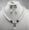 Livraison gratuite ensemble de bijoux de mariage! Vente en gros simples et nobles femmes bague perle collier blanc (7/8/9) ensemble # 211