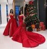 2018赤い2スタイルのウエディングドレスマーメイドとAラインの恋人ノースリーブサイドスプリットバックジッパーイブニングドレスセクシーなパーティーガウン