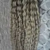 Silvery Kinky Curly Fusion Hair Micro nano Loop Ring Hair 100g 7a 100% Remy Hair Micro Brazilian Extensions 100pcs Nano Rings Pärlor