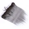 Racine noire ombre argent gris 13x4 Ferme frontale en dentelle pleine avec 3 bundles Silky Straitement 1B / gris Ombre ombre brésilien tissage avec frontal