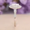 Fashionabla 14k vitguld diamant oval jord dime vigselring vigsel ring kärlek diamant ring storlek 6-10