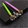 Ballpoint Pen Big Gem Metal Ball Pen med stor diamantblått och svart bläck magiskt penna Fashion School Office Supplies WJ003