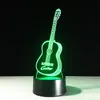 3D ilusão noite luz luz interruptor de toque guitarra colorido instrumento musical # r42
