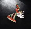 New Christmas Angel Brooch Colorful Rhinestone Enamel Gold-plated Alloy Pin Girl With Wing and Horn Brooch Fashion Jewelry