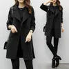 2019 Female Double-breasted Overcoat Long Sleeve woolen Coats Turn-down Collar Slim Fit Women Army Green Spring Windproof Warm Jacket
