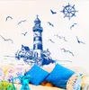 Free shipping Sailing Boat Lighthouse Birds Wall Sticker Vinyl DIY Mural Art for Living Room Decoration adesivo de parede