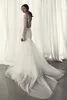 Riki Dalal Mermaid Wedding Dresses V Neck Lace Sequins Sweep Train Long Sleeve Bridal Gowns Plus Size Appliqued Wedding Dress