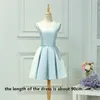 Light Sky Blue Bridesmaid Dresses Elegant Satin dresses party evening gowns lace-up with zipper back cheap