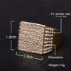 Mannen roestvrijstalen gouden ring mode hiphop sieraden iced out bling bling strass crystal vierkant punk ringen