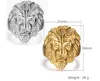 ファッションロックロールヒップホップの装飾品の越冬ライオンの頭部チタン鋼のステンレス鋼のパンク男ゴールドリングホワイトゴールドリングサイズUS 6-14