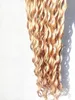 Brasilianska mänskliga jungfru djupa lockiga hårförlängningar remy mörk blond 2 27# färg hår weft 2-3bunds för fullt huvud