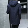 Hiver à capuche épaissir velours hommes Parka cachemire noir moyen-long coupe-vent veste pour hommes 2018 chaud mince manteau homme