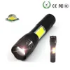 COB T6 LED Tactical Flicklampa 4000 Lumen 4 Ljuslägen Zoomable Vattentät Torch Uppladdningsbar 18650 Batteri Flash Light för nattvandring