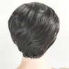 Celebrity Cheap Pixie Cut Umano Peruviano Nessuno Parrucca Glueless in pizzo Parrucca molto corta Nero naturale Micah gianneli Capelli per il nero W3315964