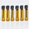 1 ML Portable Refillable Brown Glass Perfume Essential Oils Bottle With Black Cap